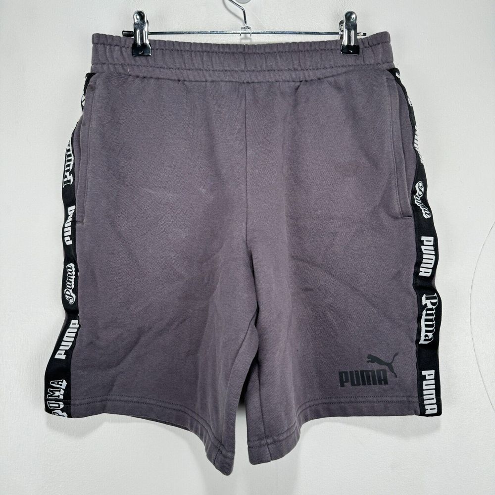 Puma Knit Shorts Men Small Gray Black Pockets Gym Leisure‎ Active !00% Cotton